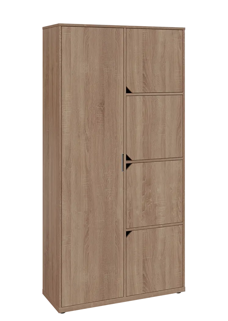 KSR6-82 L skříň šatní, 1x výsuvné ramínko, 4x dvířka, 2053x1022x400 mm, provedení levé, dub bardolino